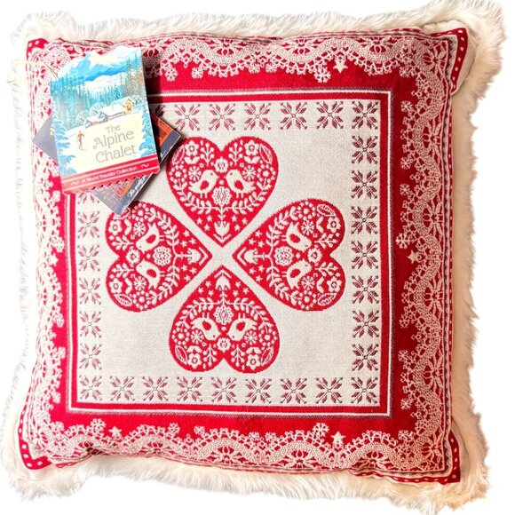 Hines Of Oxford Other - Hines Of Oxford Luxury Tapestry Accent Pillow Heart  Bird Faux Fur 18" New